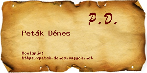 Peták Dénes névjegykártya